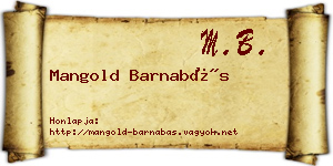 Mangold Barnabás névjegykártya