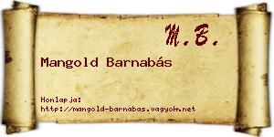 Mangold Barnabás névjegykártya
